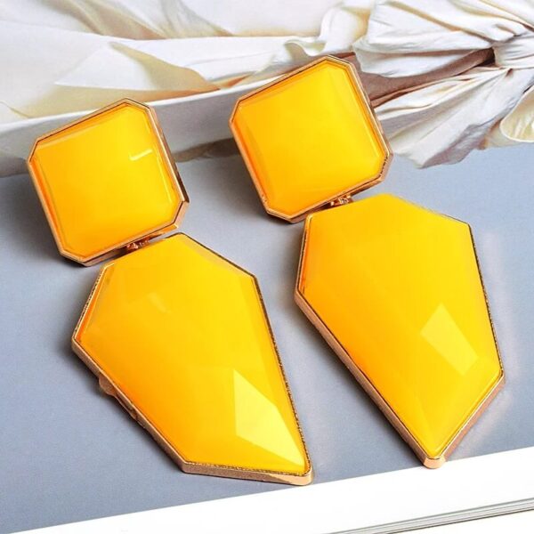 Yellow Irregular Glass Drop Earrings