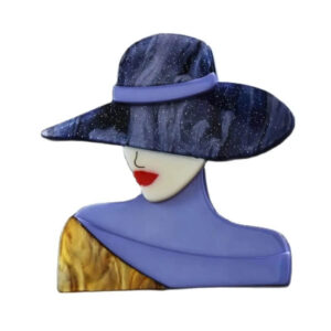 Artistic Marbled Hat Lady Brooch