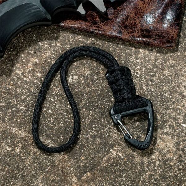 Black Paracord Triangle Buckle Survival Keychain