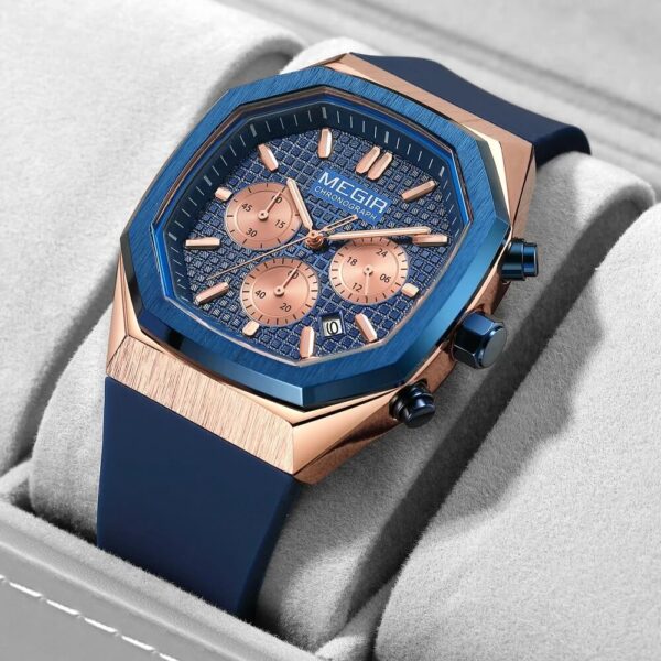 Blue Luminous Octagon Dial Quartz Watch