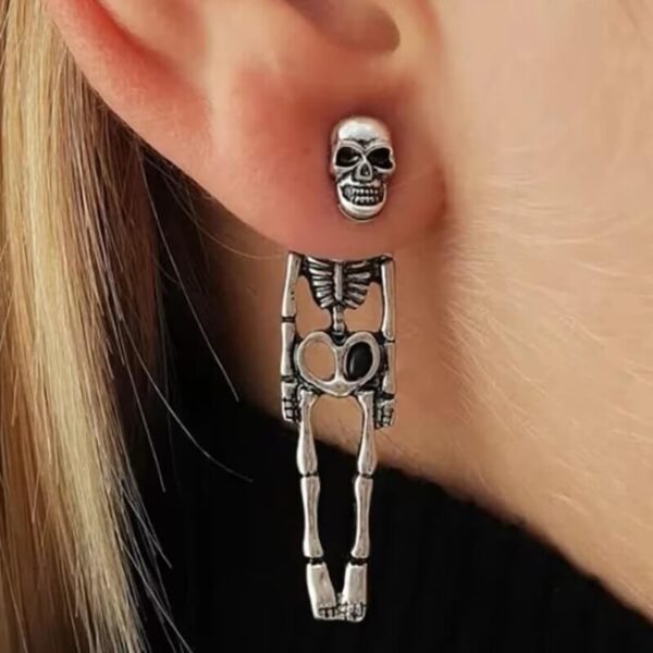 Gothic Movable Full Body Skeleton Dangle Earrings