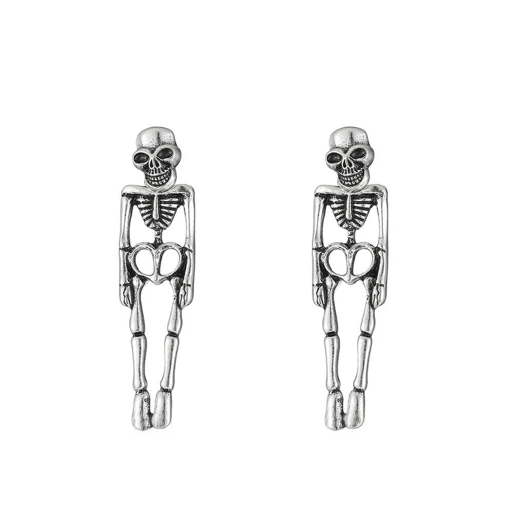 Gothic Movable Full Body Skull Skeleton Dangle Earrings