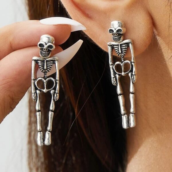 Gothic Movable Skull Skeleton Dangle Earrings