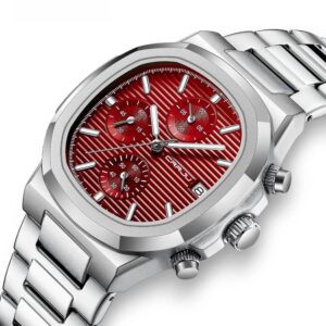 Men's Chronograph Business Stainless Steel Square Quartz Watch