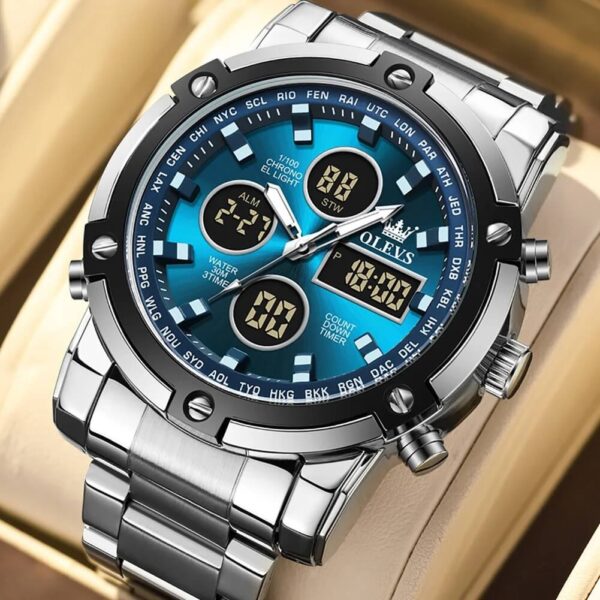 Men’s Multifunctional Steel Digital Quartz Luminous Watch