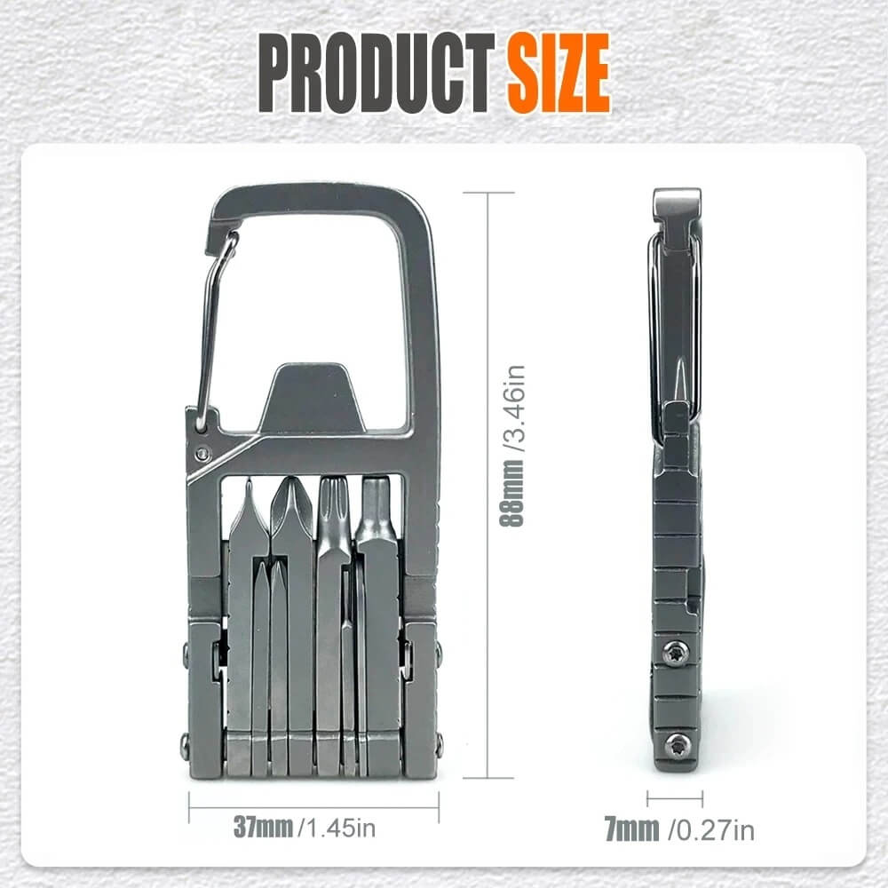 Multifunction Stainless Steel Keychain Tool Size