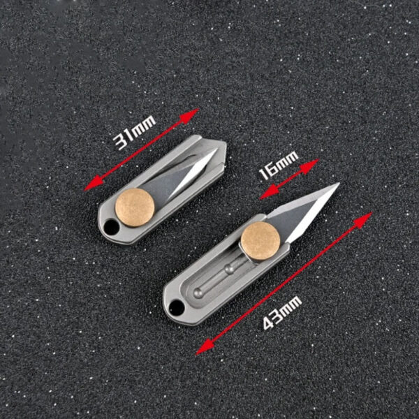 Portable EDC Titanium Mini Keychain Knife Size info