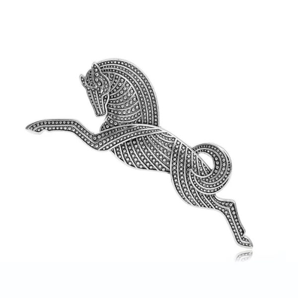 Silver Vintage Majestic Galloping Horse Brooch