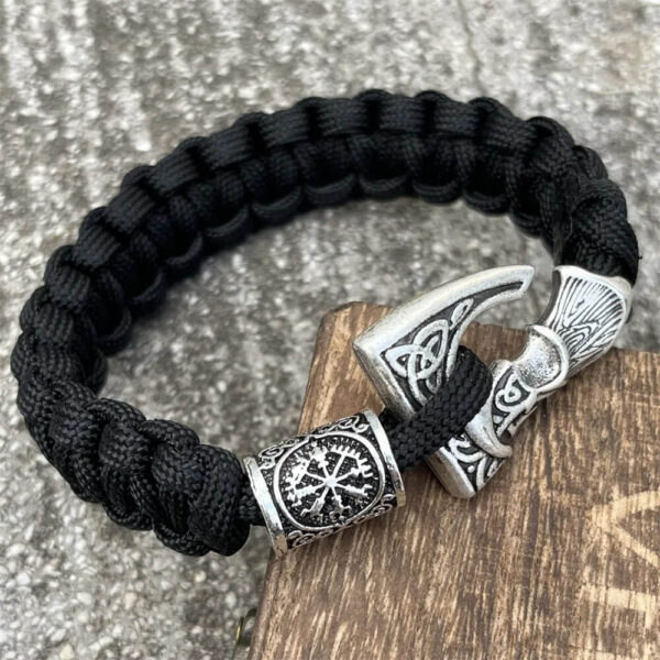 Viking Axe Vegvisir Braided Paracord Bracelet