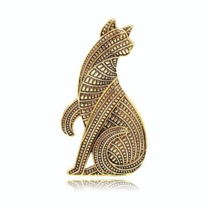 Vintage Retro Ornate Cat Metal Brooches