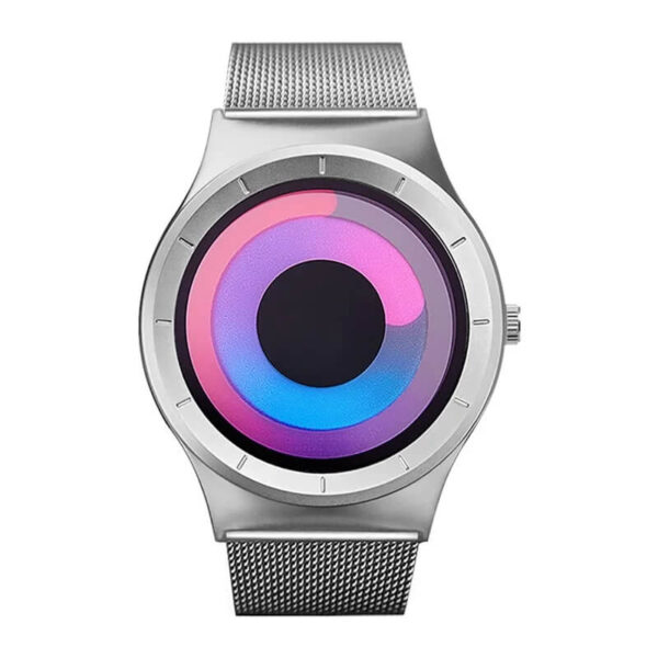 Vortex Orbit Disc Quartz Watch- Silver_purple