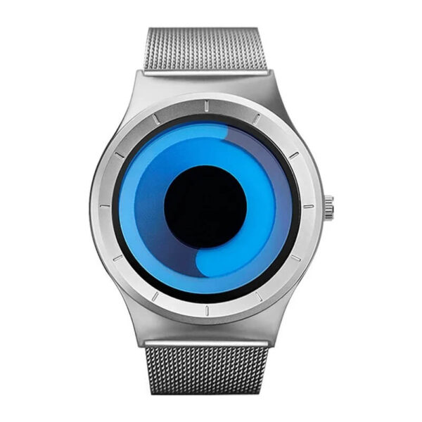 Vortex Orbit Disc Stainless Steel Quartz Watch- Silver_blue