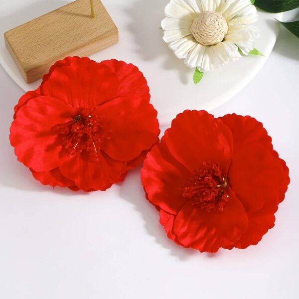 Bold Hibiscus-Inspired Red Floral Stud Earrings