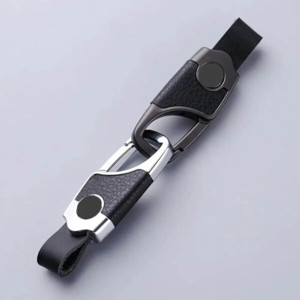 Genuine Leather Strap Car Keychain with Metal Clip