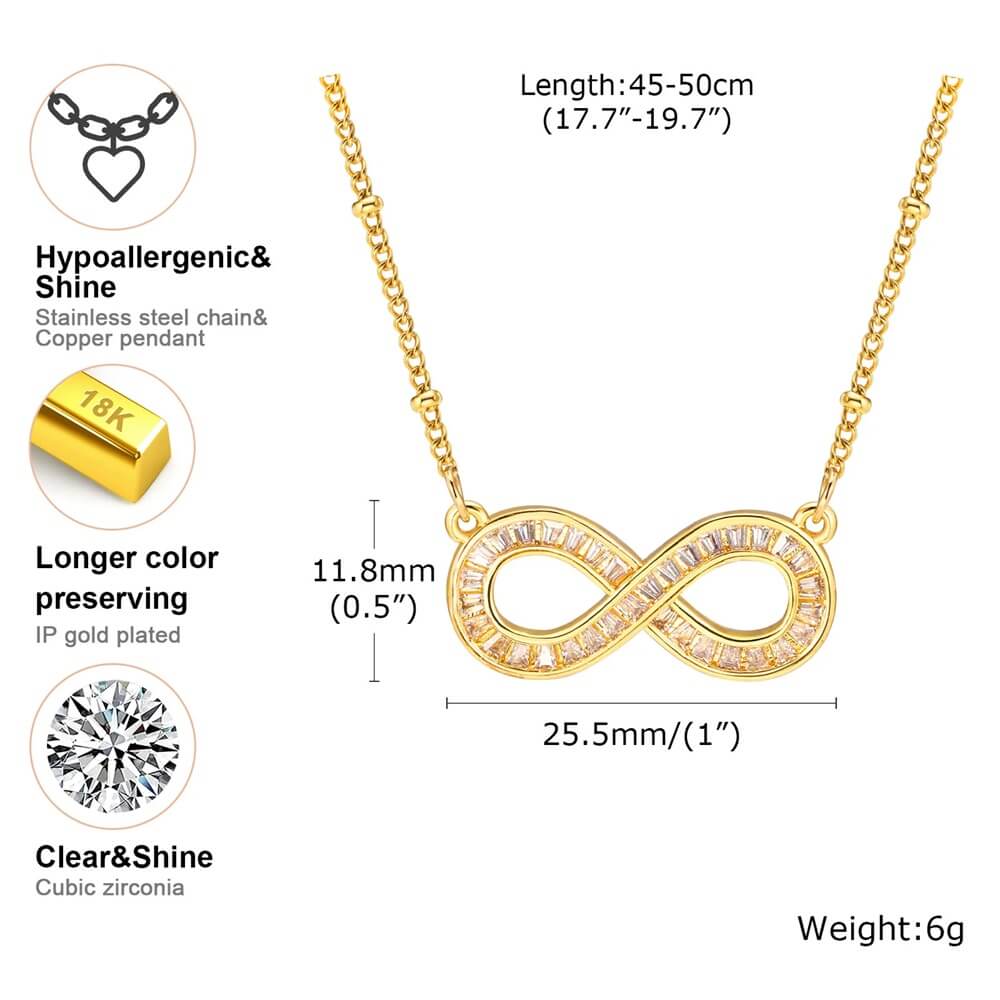 Gold Infinity Symbol Necklace Specifications