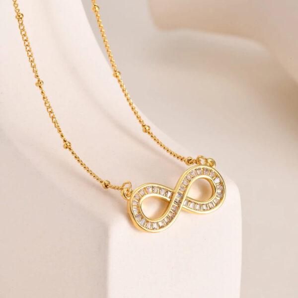 Gold Infinity Symbol Necklace with Cubic Zirconia