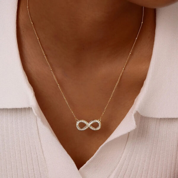 Gold Infinity Symbol Pendant Necklace with Cubic Zirconia