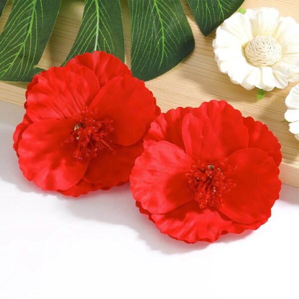 Hibiscus Inspired Red Floral Stud Earrings