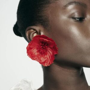 Hibiscus-Inspired Red Floral Stud Earrings