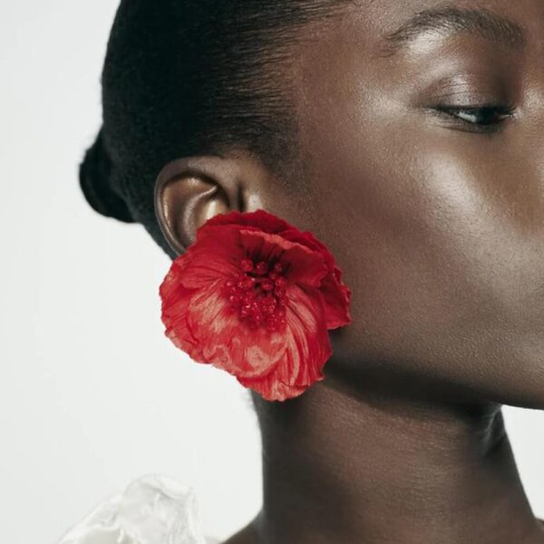 Hibiscus-Inspired Red Floral Stud Earrings