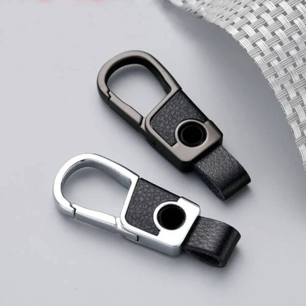 Luxury Genuine Leather Strap Car Keychain with Metal Clip