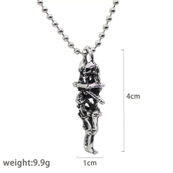 Skeleton Couple Lovers Pendant Necklace Size info