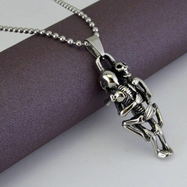 Skull Skeleton Couple Lovers Pendant Necklace