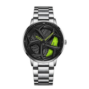 360° Rotating Sports Car Wheel Dial Waterproof Watch