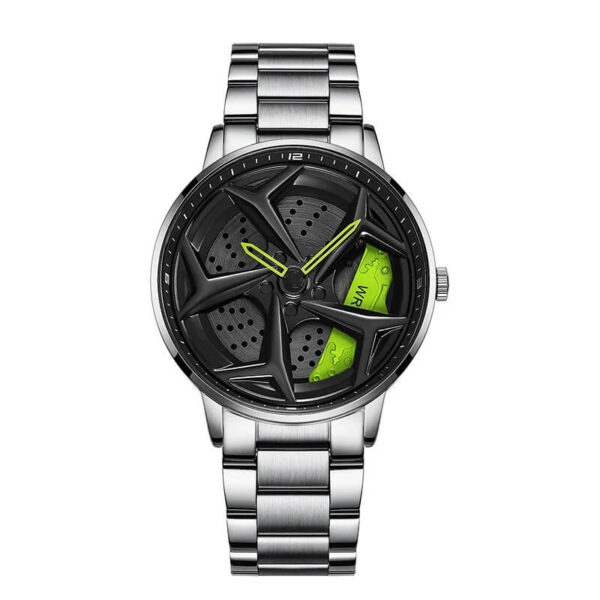 360° Rotating Sports Car Wheel Dial Waterproof Watch