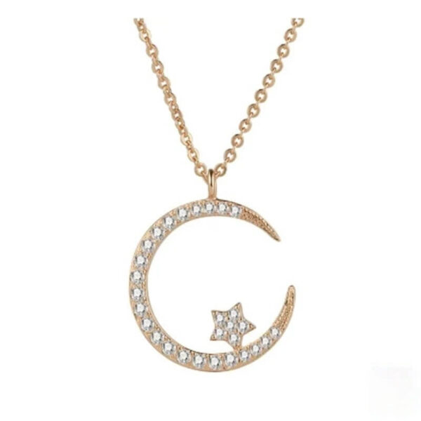 Elegant Star Moon Sparkling Zircon Celestial Necklace