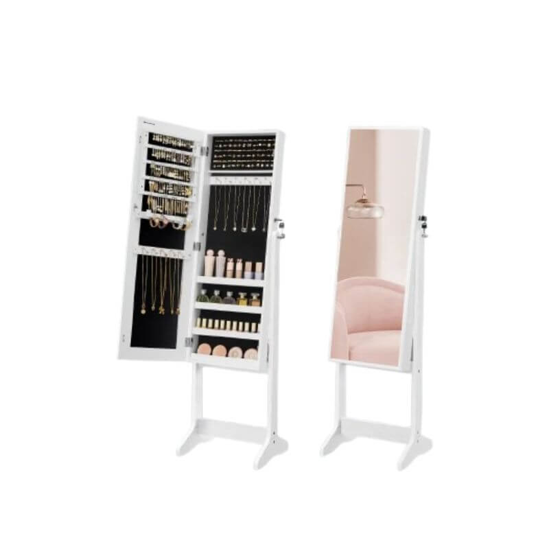 Lockable Jewelry Organizer with standing mirror