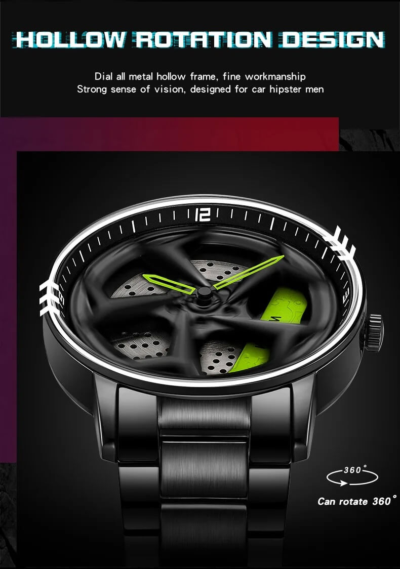 Spinning Car Wheel Watch