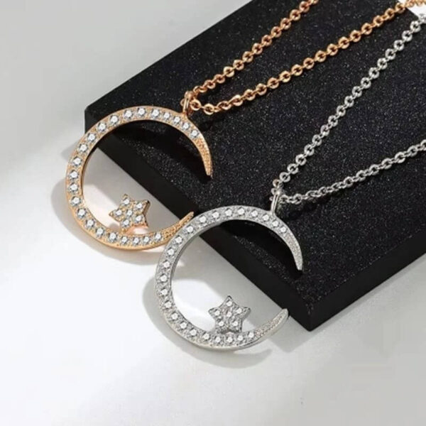 Star Moon Sparkling Zircon Celestial Necklace 2025