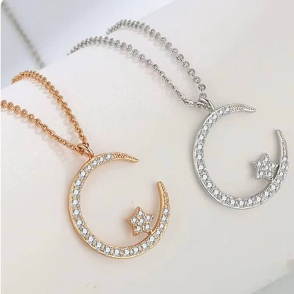 Star Moon Sparkling Zircon Celestial Necklace