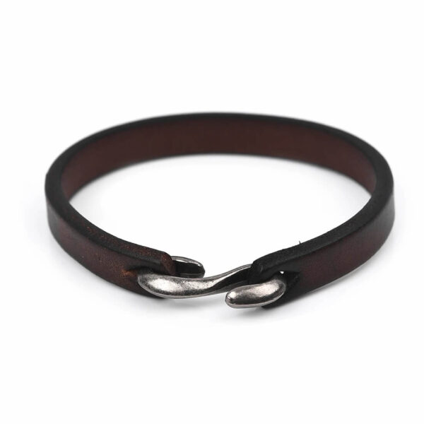 Vintage Retro Brown Genuine Leather Hook Clasp Bracelet