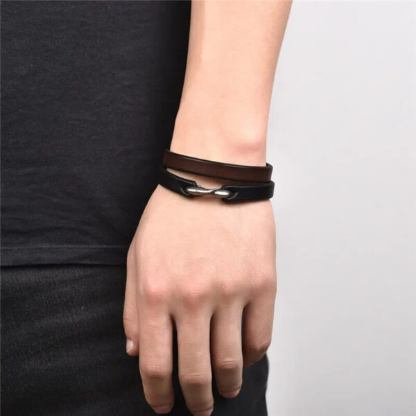 Vintage Retro Unisex Genuine Leather Hook Clasp Bracelet