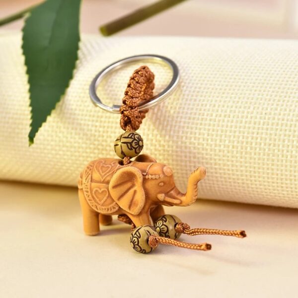 Elephant Keychain Lucky Charm with Beads & Braided Cord (1)