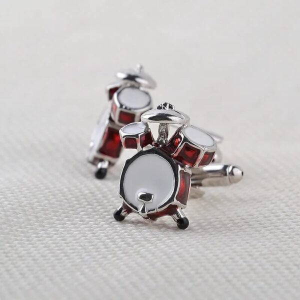 Enamel Drum Set Cufflinks for Musicians