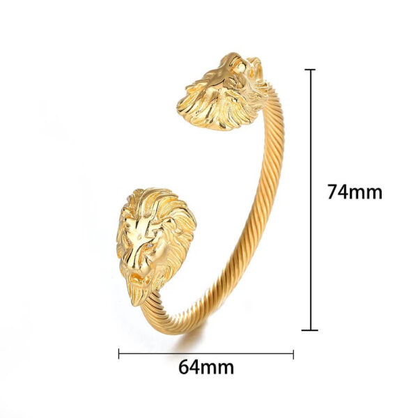 Gold Double Lion Head Bracelet Size information