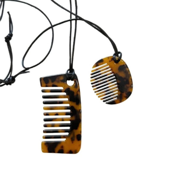 Handcrafted Tortoiseshell Mini Comb Pendant Necklace (1)