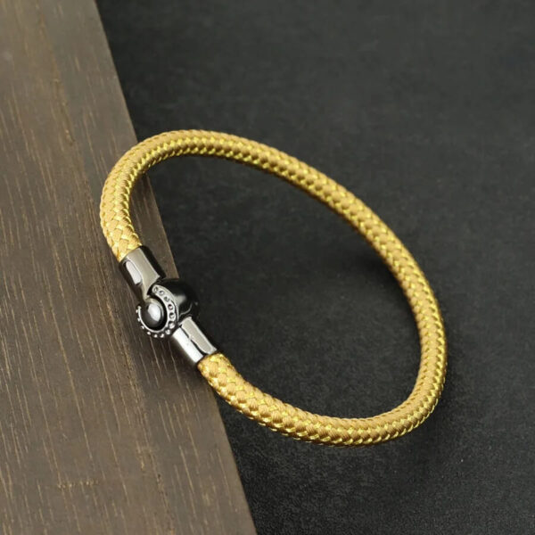 Handmade Gold Braided Paracord Bracelet with Magnetic Clasp