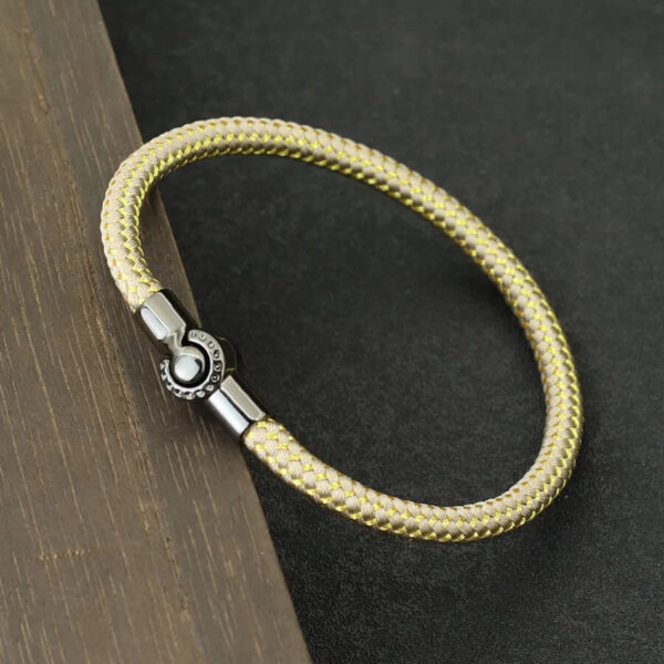 Handmade Khaki Braided Paracord Bracelet with Magnetic Clasp