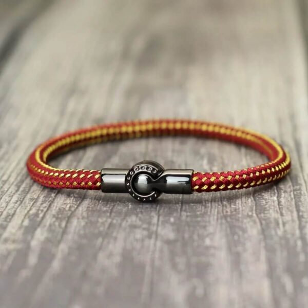 Handmade Red Braided Paracord Bracelet with Magnetic Clasp