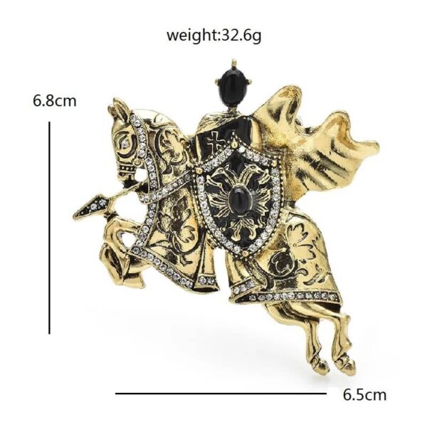 Medieval Knight on Horseback Brooch Size info