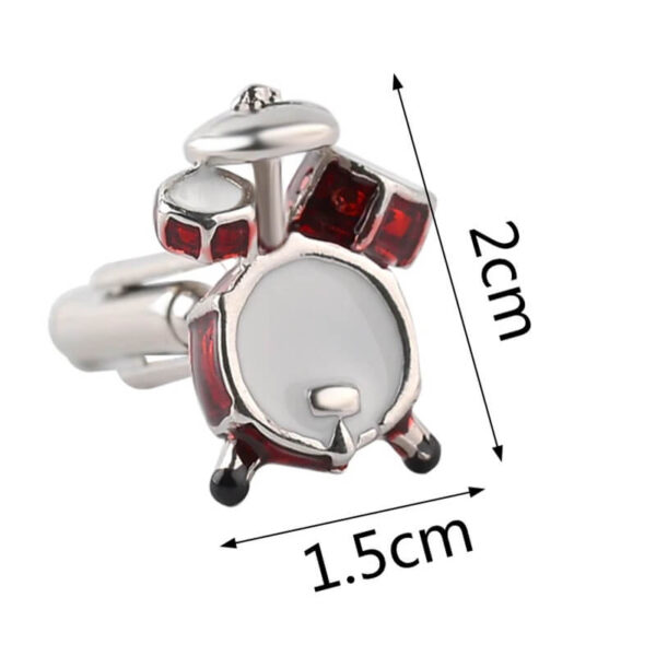 Silver & Red Enamel Drum Set Cufflinks Size info