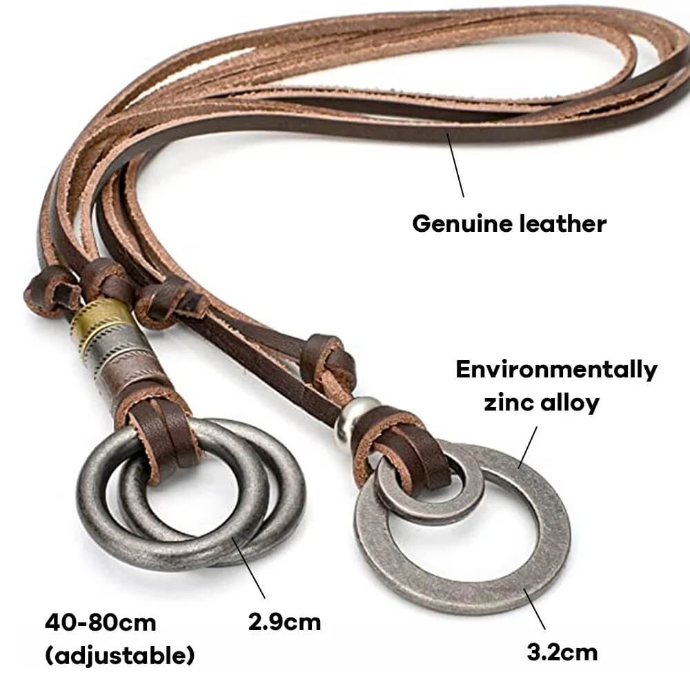 Size info - Leather Cord Necklace with Rings