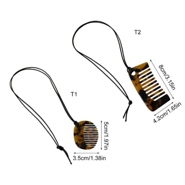 Tortoiseshell Mini Comb Pendant Necklace Info