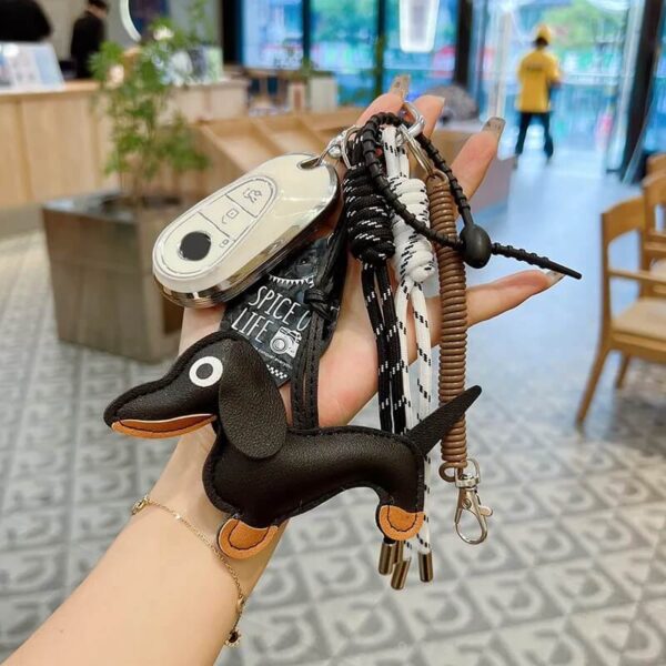 Black Dachshund Keychain with Braided Rope & Carabiner