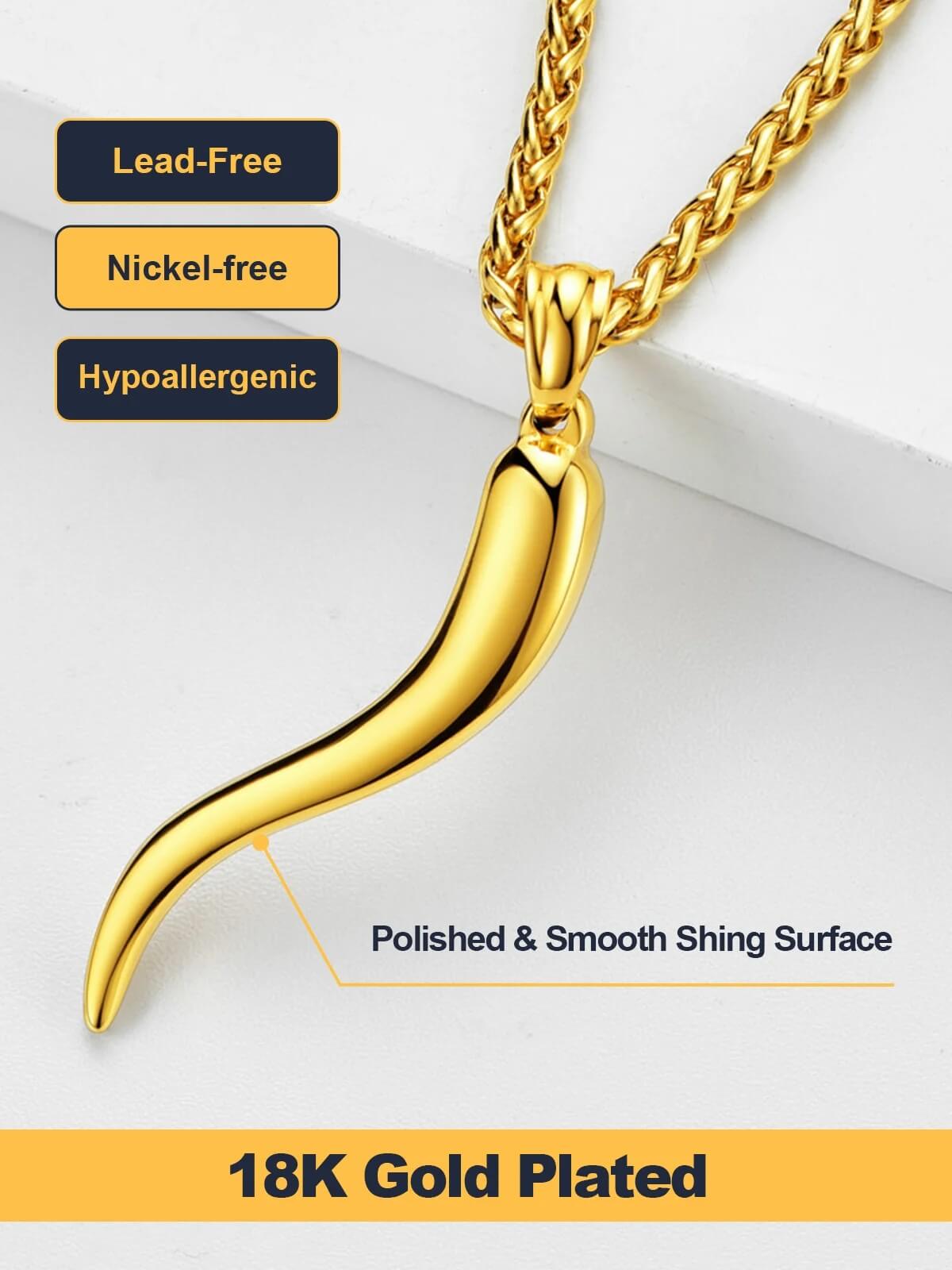 Italian Horn Pendant Stainless Steel Necklace for Men, and women