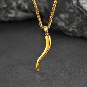 Italian Horn Pendant Stainless Steel Protection Charm Necklace